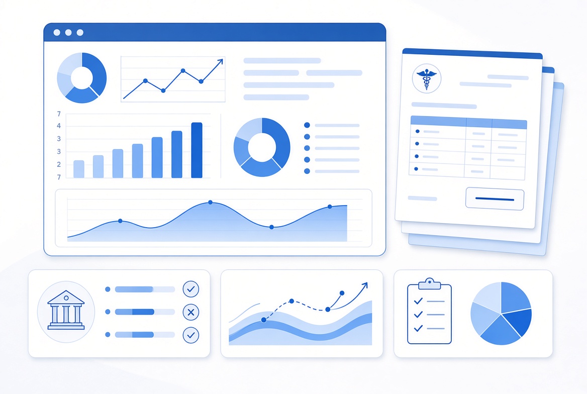 Medical billing metrics and payment posting illustration
